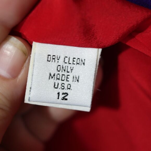 Richard Tyler Couture Vintage Purple & Red Embroidered Silk Blazer 12 - Picture 14 of 15